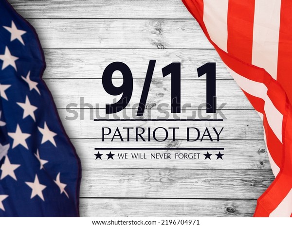patriot day illustration. We will\
newer forget 9 11 patriotic illustration with american\
flag
