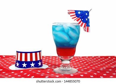 Patriotic Drink With Flag Umbrella With Hat