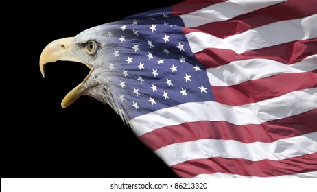 Patriotic Eagle Blended With US Flag