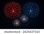 Patriotic fireworks background red white and blue