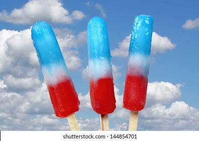 Patriotic Popsicles With Sky Background