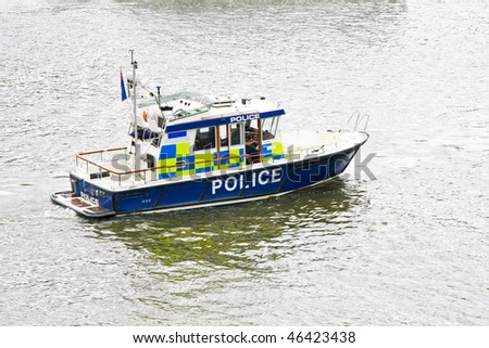 Patrol boat at river Thames for emergency response