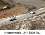 A patrol of the Spanish battalion operating in southern Lebanon within the international emergency forces, UNIFIL, on the Blue Line and near the Metulla settlement, photo by Ramiz Dallah.