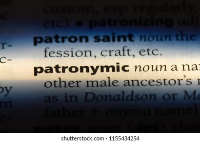 Patronymic Word In A Dictionary. Patronymic Concept.