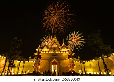 Pattaya,Chonburi,Thailand: November,6,2019 ,Fireworks Showing At Legend Siam Pattaya.