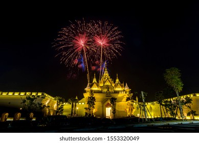 Pattaya,Chonburi,Thailand: November,6,2019 ,Fireworks Showing At Legend Siam Pattaya.