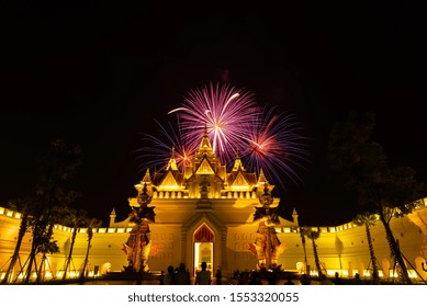 Pattaya,Chonburi,Thailand: November,6,2019 ,Fireworks Showing At Legend Siam Pattaya.