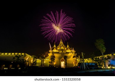 Pattaya,Chonburi,Thailand: November,6,2019 ,Fireworks Showing At Legend Siam Pattaya.