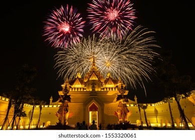 Pattaya,Chonburi,Thailand: November,6,2019 ,Fireworks Showing At Legend Siam Pattaya.