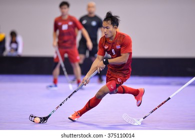 PATTAYA,THAILAND FEB4:Phoosinoi Sattaya of Thailand in action during the Men's World Floorball Championships Qualifications 2016 between Thailand and Australia on February4,2016 in Thailand