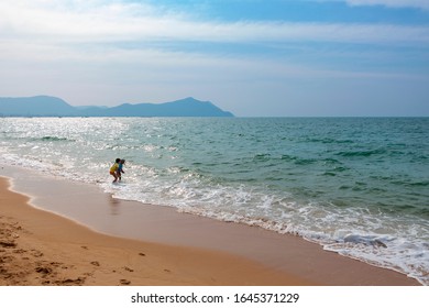 Pattaya/Thailand-march 2019: people are relaxing on sunny beach near the blue sea
