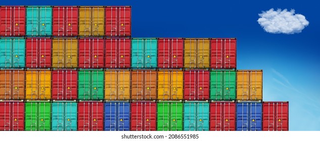 Patten of shipping transport containers transportation or software infrastructure concept with cloud