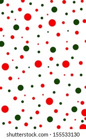Pattern Background With Christmas Green And Red Polka Dots.