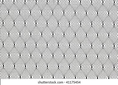 Pattern Of Black Lace Fabric Against White Background