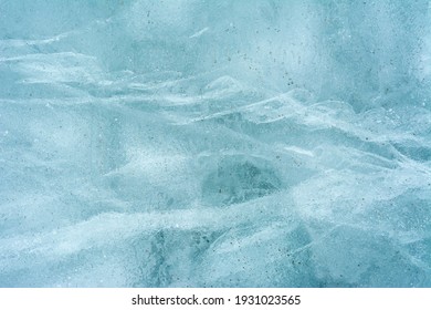 Pattern Of Blue Ice With Cracks