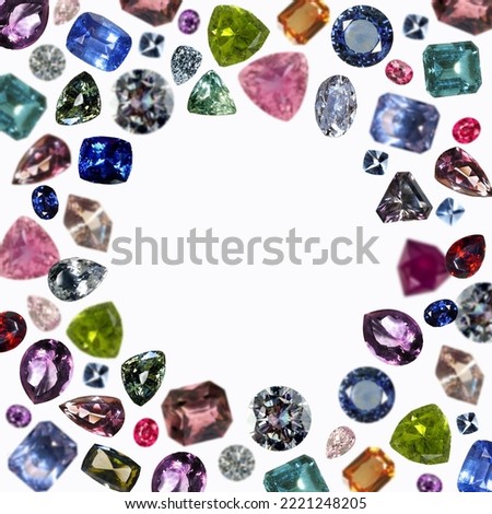 Pattern from bright gems. The concept of wealth and prosperity. Place for text with levitations effect.