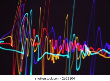 a pattern creating by shining a laser on a wall and moving it about whilst the camera is on a long exposure