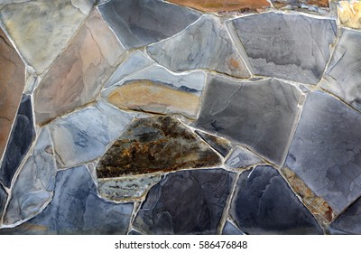 Pattern Of Decorate Slate Stone Wall Background