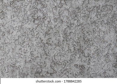 Pattern of decorative unpainted plaster "bark beetle". Grey shades of cement