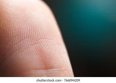 The pattern of the fingerprint on the human skin with copy space