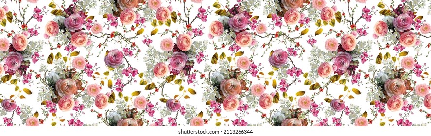 pattern floral pattern for wallpaper or fabric. Flower rose. Botanic Tile - Powered by Shutterstock