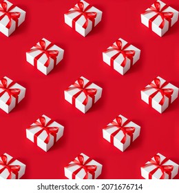 pattern gift boxes on red background