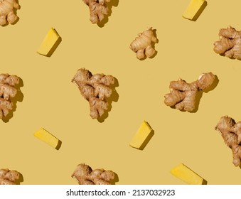 Pattern Ginger Root On Yellow