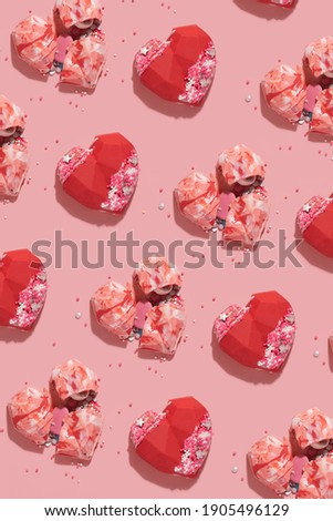 Pattern of low poly hearts, complete and broken