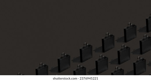 Pattern made from black paper shopping bags on black background. Black friday banner sale, shopping concept.. - Powered by Shutterstock