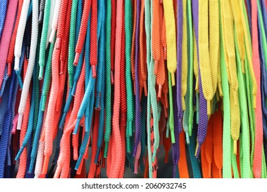 Pattern Of Many Colorful Bright Shoelaces