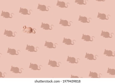 Pattern, Mice Against Pastel Pink Background. Creative Average Vs Individual Concept