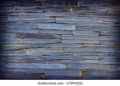 pattern of modern blue-violet brick wall, slate stone wall surface and background texture  background