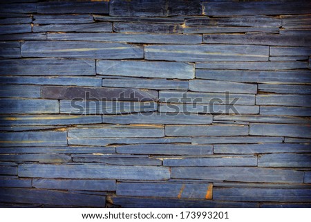 pattern of modern blue-violet brick wall, slate stone wall surface and background texture  background