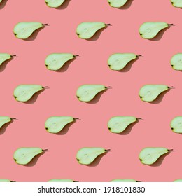 pattern with pears on a pink background. abstract background with halves of pears - Powered by Shutterstock - Get 15% off with code: PIKWIZARD15