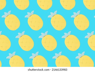 A pattern of pineapple figures on a light blue background. Minimal summer concept. - Powered by Shutterstock - Get 15% off with code: PIKWIZARD15