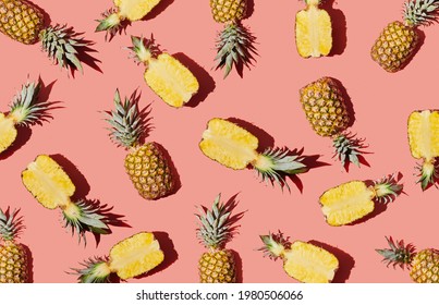 Pattern of pineapple on orange background