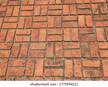 Pattern Of Red Brick Pavement