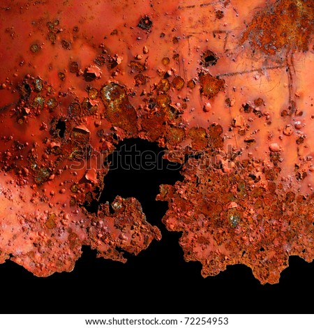Pattern of a rough surface of rusty metal  with jagged edges on black background