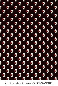 a pattern with a skull. Seamless pattern with skulls. Seamless pattern with skulls and flowers on a dark background. A white human skull with a red dahlia flower inserted into the eye socket pattern.