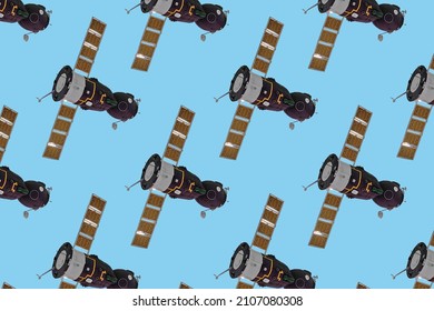 Pattern Spacecraft Model. Orbital Station, Orbital Artificial Earth Satellite 