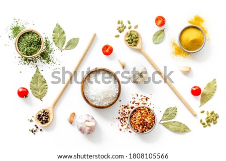 Pattern of spices herbs and flavoring - top view
