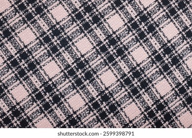 Pattern and texture of black and white checkered semi-knitted fabric