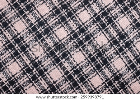 Pattern and texture of black and white checkered semi-knitted fabric