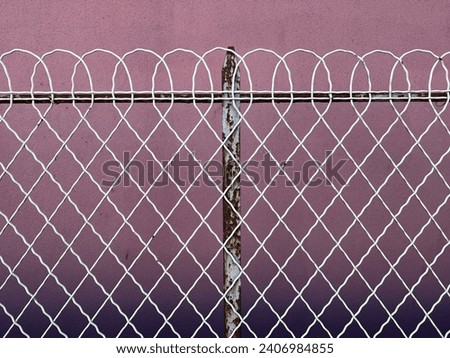Pattern thin fence white line with background of pink wall