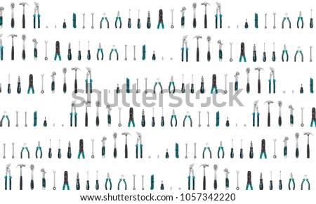 pattern of tools on white background.