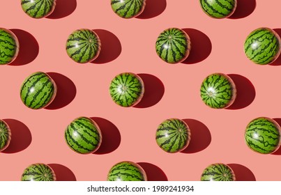 Pattern Of Watermelon On Pink Pastel Background