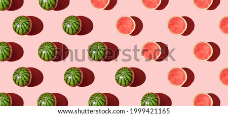 Pattern of watermelon on pink pastel background