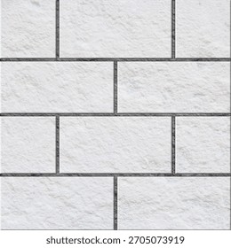 A pattern of white rectangular bricks with dark gray grout lines.