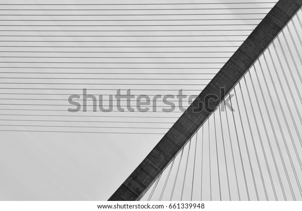 pattern of wire rope at suspension bridge -\
silhouette abstract\
background