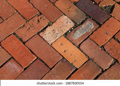 A Patterned Red Brick Walkway